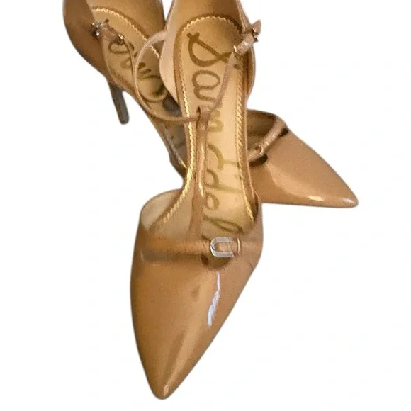 Sam Edelman Nude Patent Leather T-Strap 4” Heels. Size 8.5 - Picture 3 of 10